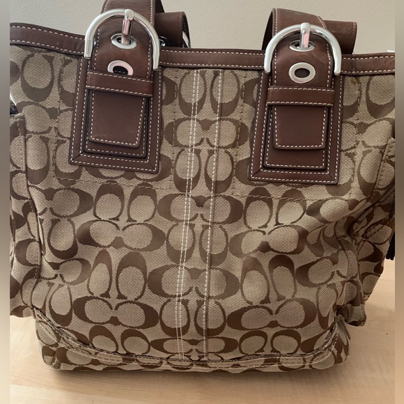 Coach Brown Signature Vintage Tote Bag With Side Pockets - Picture 2 of 12
